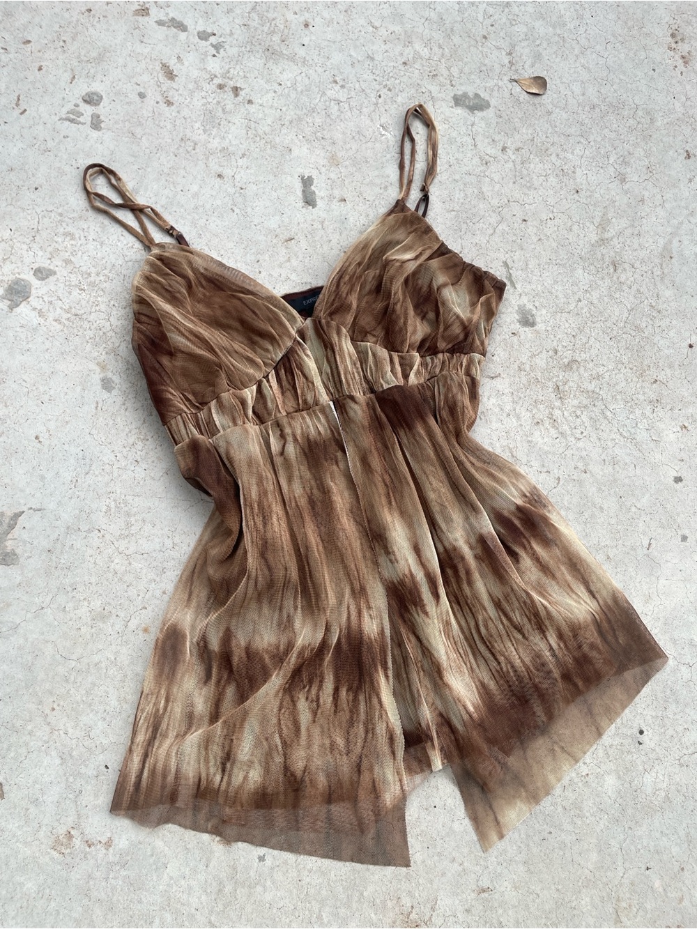 Express RARE Vintage Y2K Tulle Mesh Fairy Babydoll Top - Picture 2 of 6
